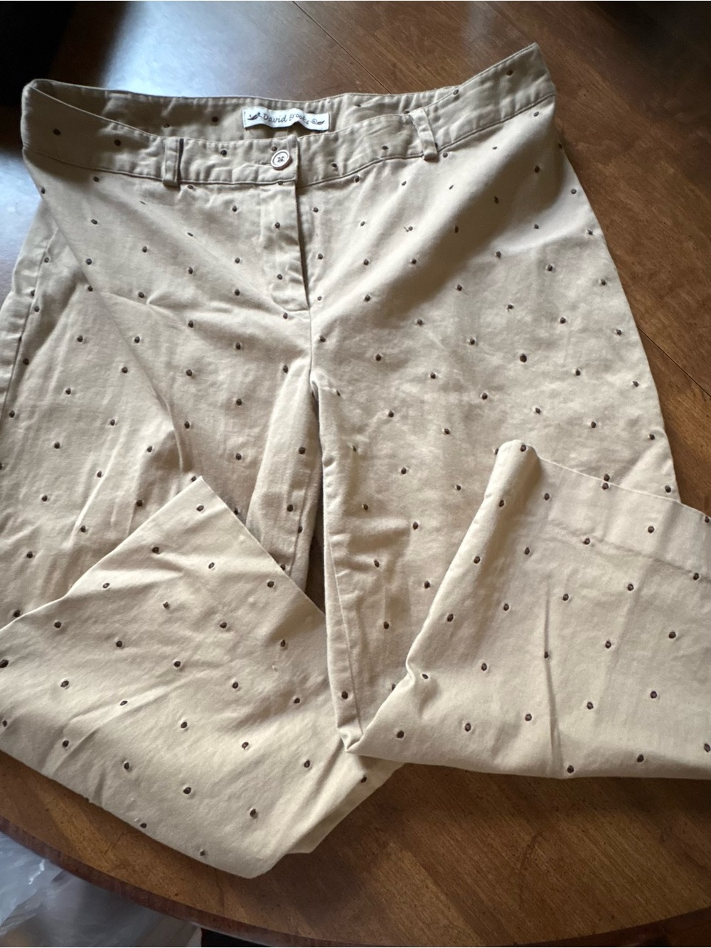david brooks Tan Polka Dot Chinos